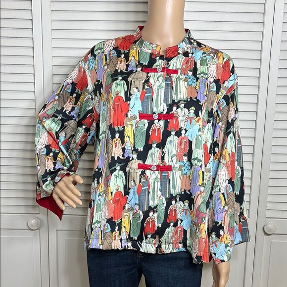 Natori Women's Dynasty Asian/Korean Theme Pajama Top Large - Picture 6 of 16